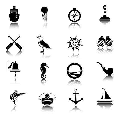 Nautical Icons Set Black 438834 Vector Art At Vecteezy