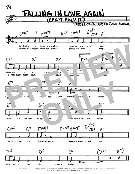 Falling In Love Again Cant Help It Sheet Music Direct