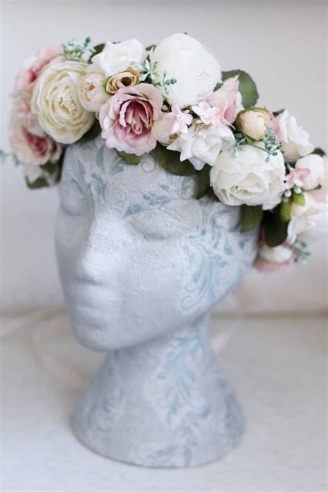 Pink Flower Crown Wedding Flower Crown Rose Bridal Flower Etsy
