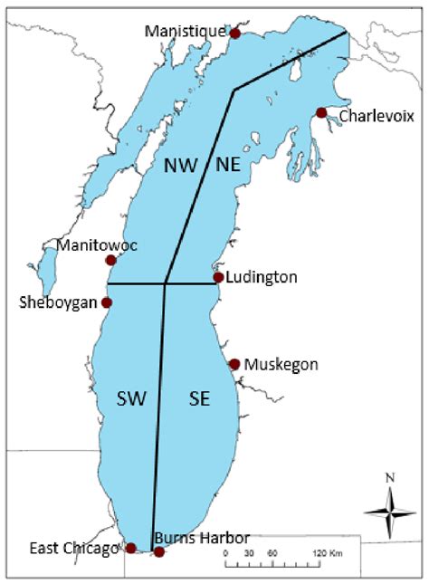 1 Map Of Lake Michigan Showing The Different Regions Northeastne