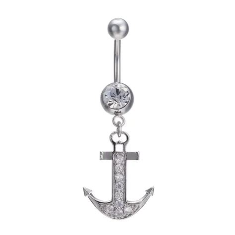 New Fashion Woman S Tassel Anchor Belly Button Rings Bar Surgical Piercing Sexy Body Jewelry For