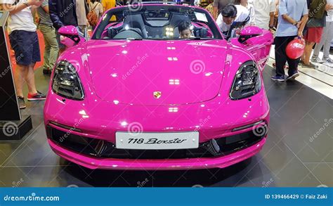 Porsche 718 Pink Boxster At The Singapore Motor Show Editorial Stock