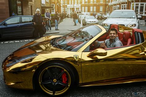 Luxury Life Design Chrome Gold Ferrari 458 Spider