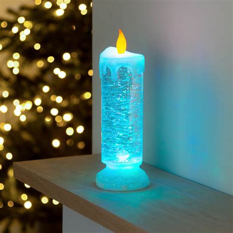 Led Glitter Candle Swirling Water Colour Changing Christmas Decoration
