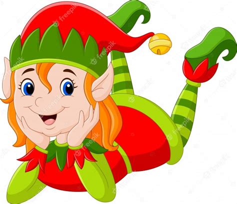 Cartoon Elf Girl Laying On The Floor Vector Premium Download