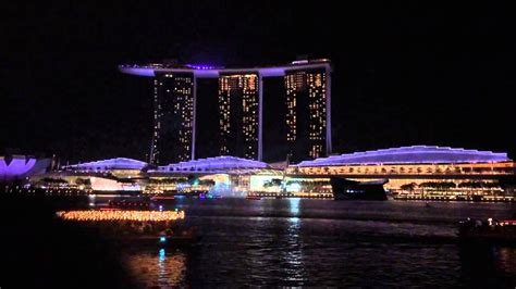 The Evening Light And Laser Show At Marina Bay Sands In Singapore Taken