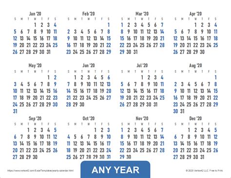 Download The Year Calendar With Large Numbers From Daily