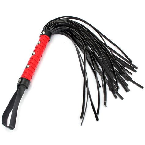 Hot Sexy Whip Pu Leather Flirt Toys Black Lash Red Handle Flashlight