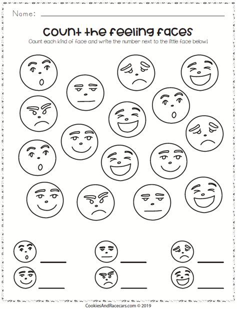 Count The Feeling Faces And Write The Number This Worksheet Does Double Duty Teaching Emoti
