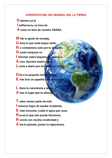 Docx Acróstico Del Día Mundial Del La Tierra Dokumentips