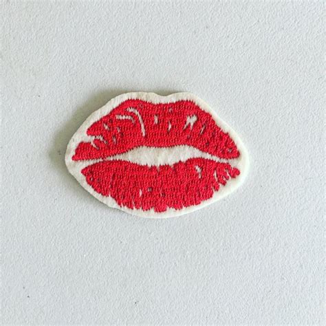 Red Lips Iron On Patch Kiss Mouth Patch Girly Badge Diy Etsy Badges