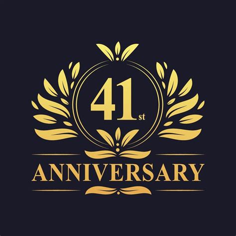 41st Anniversary Design Luxurious Golden Color 41 Years Anniversary