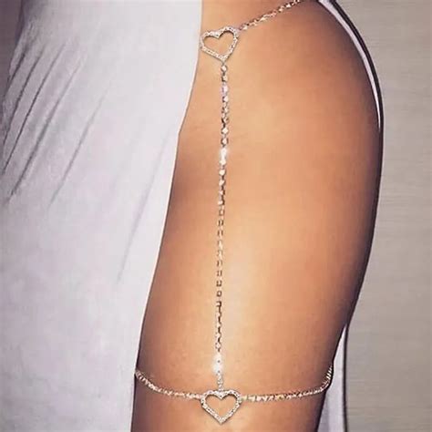 Stonefans Sexy Rhinestone Heart Leg Thigh Chain Jewelry For Women