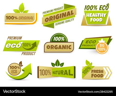 Eco Label Banner Healthy Food Labels Bio Vector Image