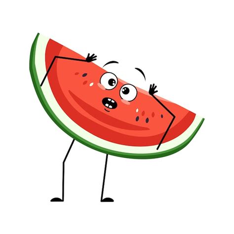 Premium Vector Watermelon Character With Emotions In Panic Grabs His