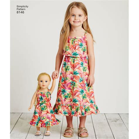 8146 Matching Outfits For Misses Child And 18 Doll Textillia