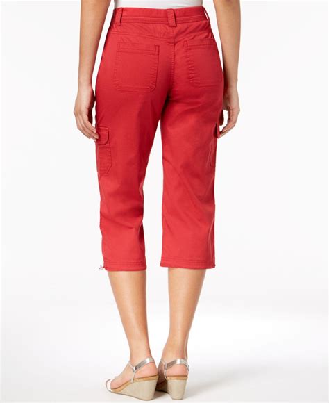 Style And Co Cotton Capri Cargo Pants Created For Macys In Red Lyst