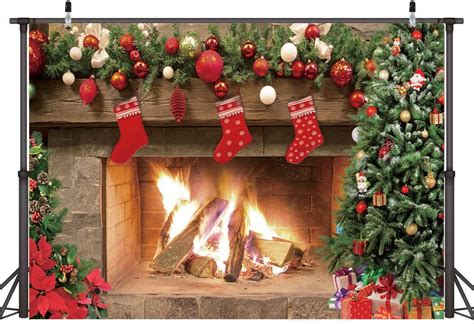 Aiikes 7x5ft Christmas Backdrop Xmas Fireplace Photography For Backdrop