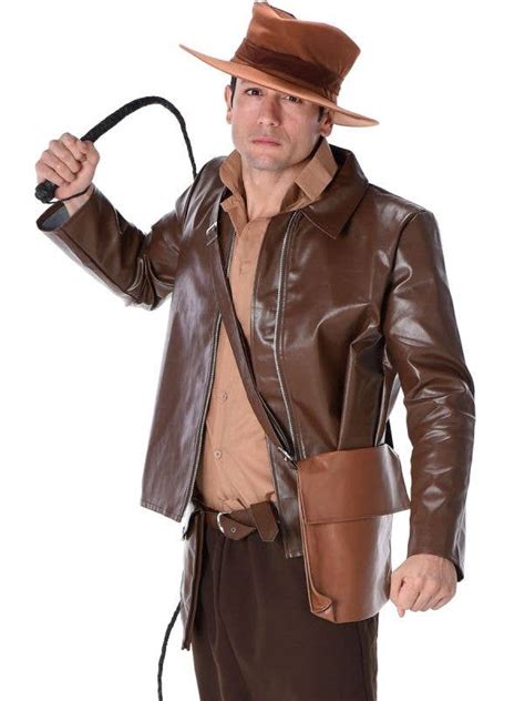 Brown Leather Treasure Hunter Outfit Mens Indiana Jones Costume