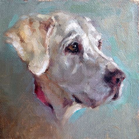 Beautiful Golden Lab Painting In Oil On Canvas With Bright Accent