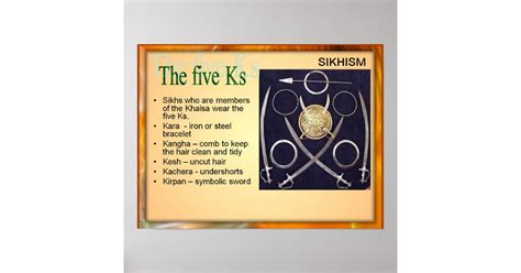 Education Religion Sikhism The Five Ks Poster Zazzle