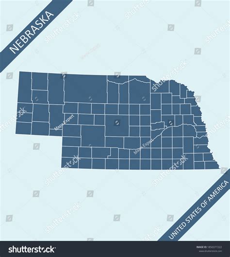 Nebraska Counties Map Vector Outlines Stock Vector Royalty Free