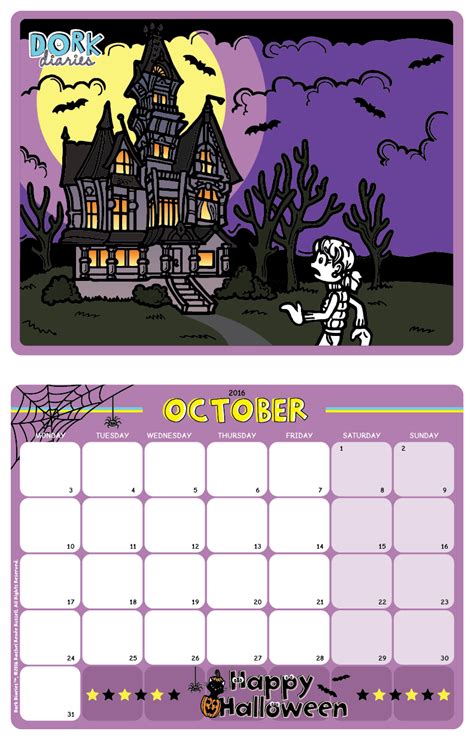 October Calendar Spooky Halloween Dork Diaries Uk