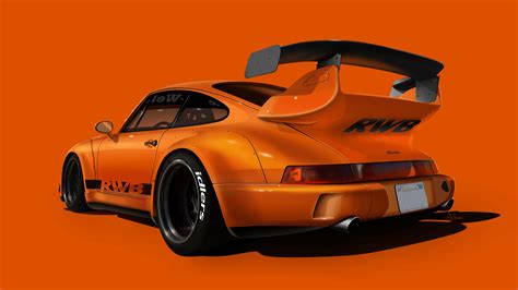 Orange Porsche Rwb By Alessandro Villani 5120x2160 R