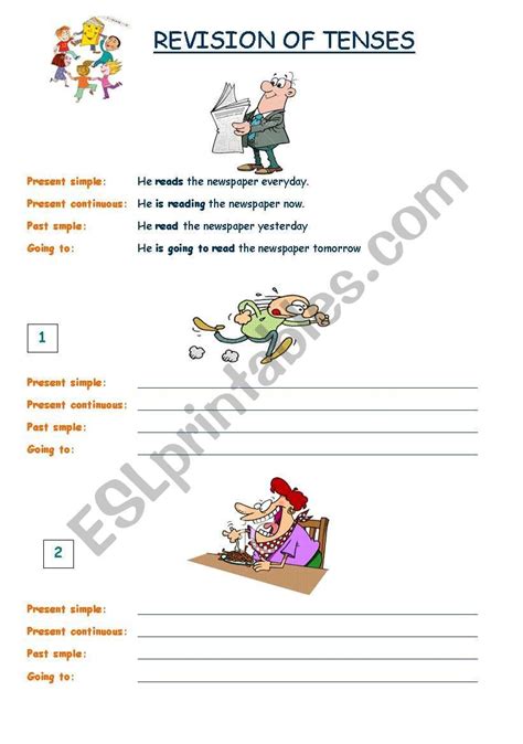 Revision Of Tenses Present Past Future 3 Pages Esl Worksheet