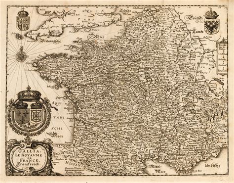 17th Century Antique Map Of France By Merian New World