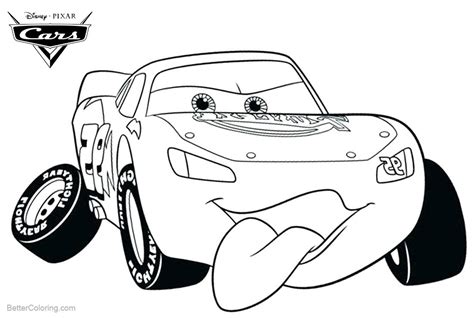 Cars Pixar Coloring Pages Lightning Mcqueen Line Drawing Free