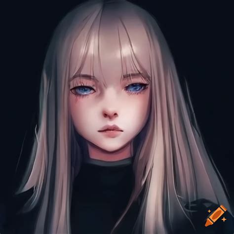 Detailed Anime Girl With Blond Hair And Blue Eyes