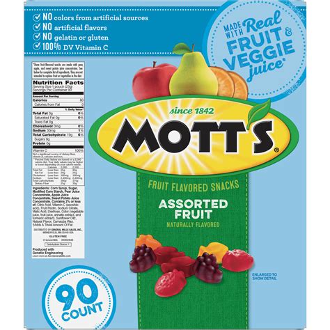 Motts Fruit Snacks Nutrition Label Nutritionwalls