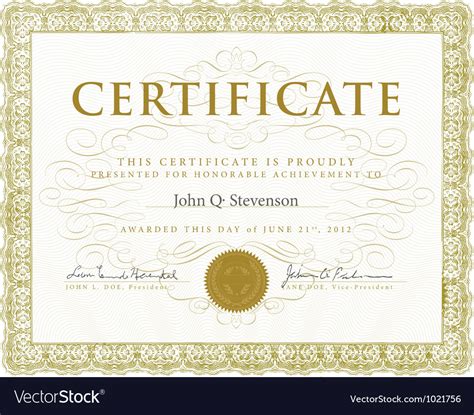 Formal Certificate Template Royalty Free Vector Image
