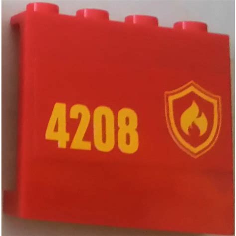 Lego Panel 1 X 4 X 3 With Fire Logo And 4208 Left Sticker With Side