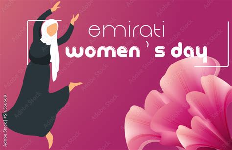 Emirates Womens Day Design With Female With Hijab Vector Illustration