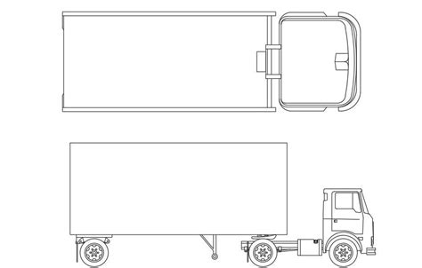 Transportation Truck With Container Cad Blocks Free Download Cadbull