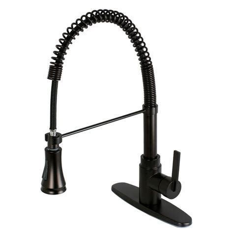 Gicasa commercial single handle kitchen faucet oil rubbed bronze, industrial farmhouse spring faucet pull down kitchen sink faucet with pull out sprayer. Kingston Brass Single-Handle Pull-Down Kitchen Faucet with ...