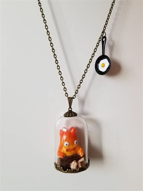 Howl Moving Castle Calcifer The Fire Charm Necklace Polymer Etsy