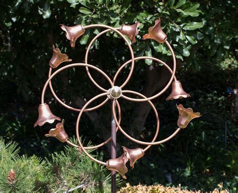 Stanwood Wind Sculpture Kinetic Copper Dual Spinner Tumbling Flowers Stanwood Imports