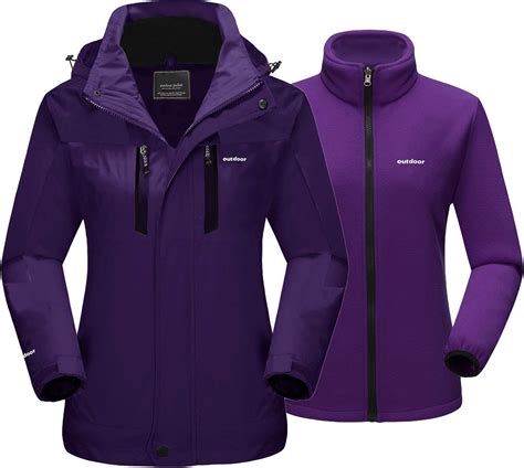tacvasen 3 in 1 ladies coat waterproof ski snow jacket women winter thermal fleece jacket