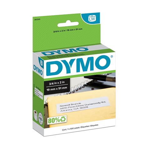 Dymo Labelwriter 30330 Return Address Labels 2 X 34 Black On White