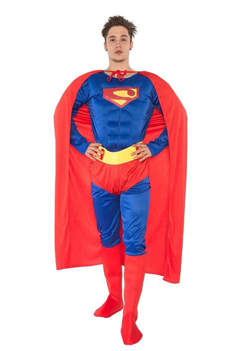 Adult Superman Muscle Chest Super Hero Halloween Costume Outfit Fancy Dress Party Superman