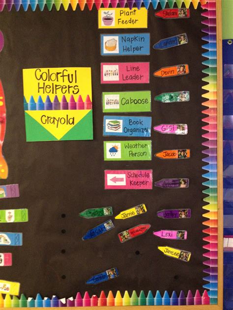 Colorful Helpers Job Chart Crayon Theme Velcro Student Names Image