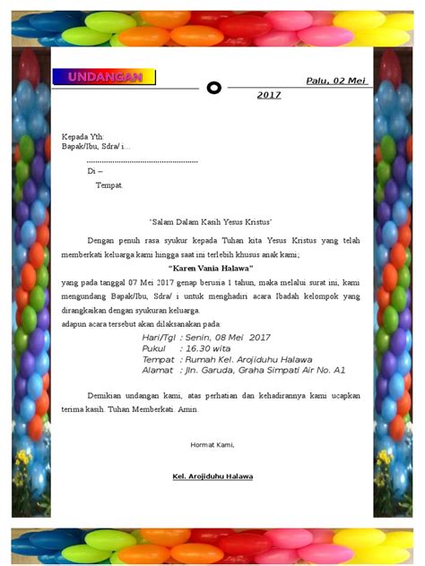 Undangan Ulang Tahun Dewasa Koleksi Contoh Invitation Letter Gontoh