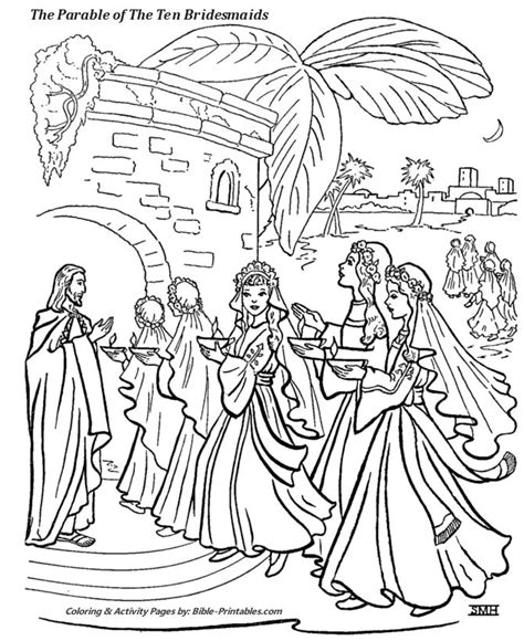 The Parable Of The Ten Bridesmaids 3 The Parables Of Jesus Coloring