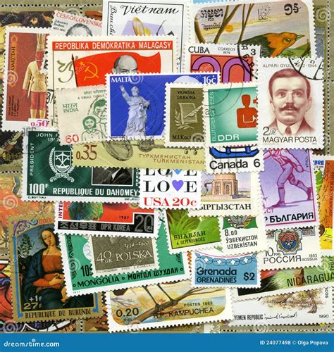 Postage Stamps Of The Different Countries Editorial Stock Photo Image