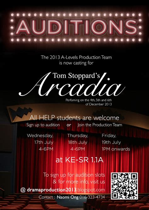 arcadia audition poster