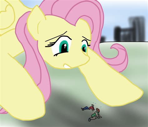 Fluttershy As Giant And Crouching By Feyzer On Deviantart