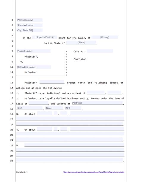lawsuit template free free printable templates